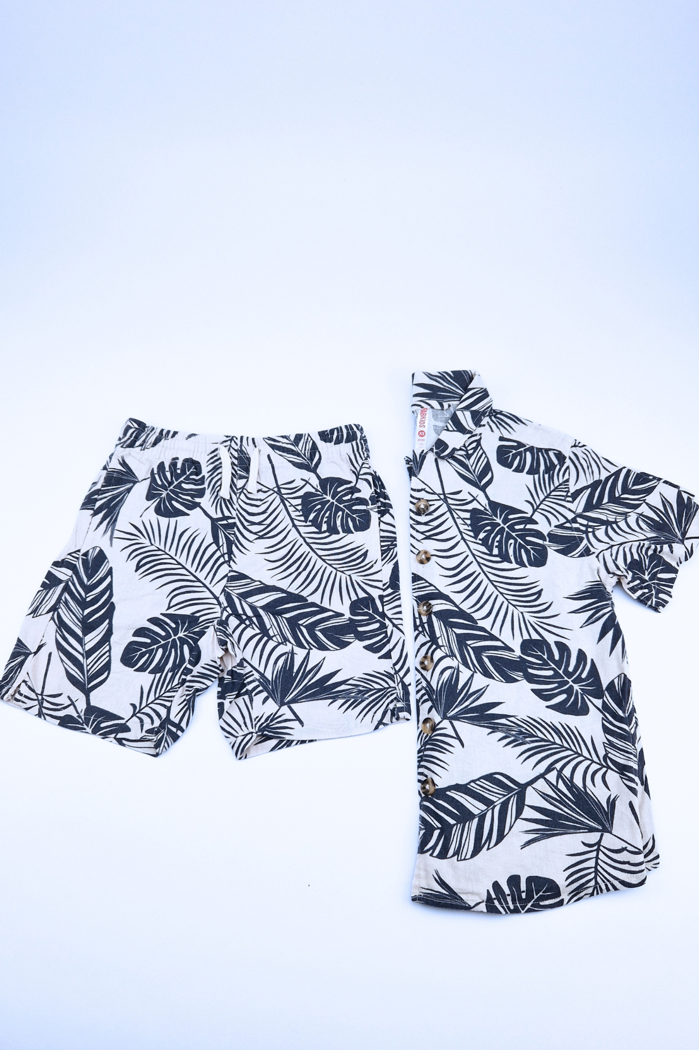 4-5 Years Green Tropical Plant Pattern Vacation Outfit