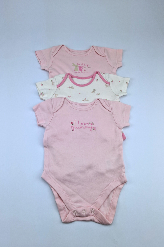 0-3m 'I Love Mummy' 3 Pack Bodysuit