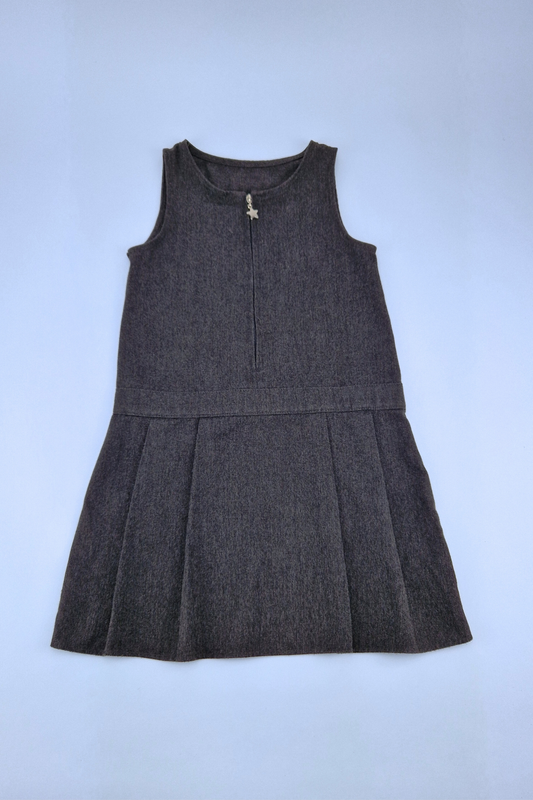 4-5y Charcoal Grey Zip Front Pinafore School Dress