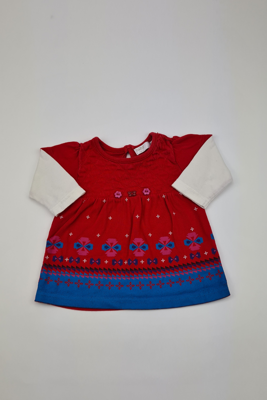 0-3m - Red Crew Neck Top (M&Co)