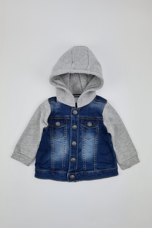 3-6m - Hooded Denim Jacket (F&F)
