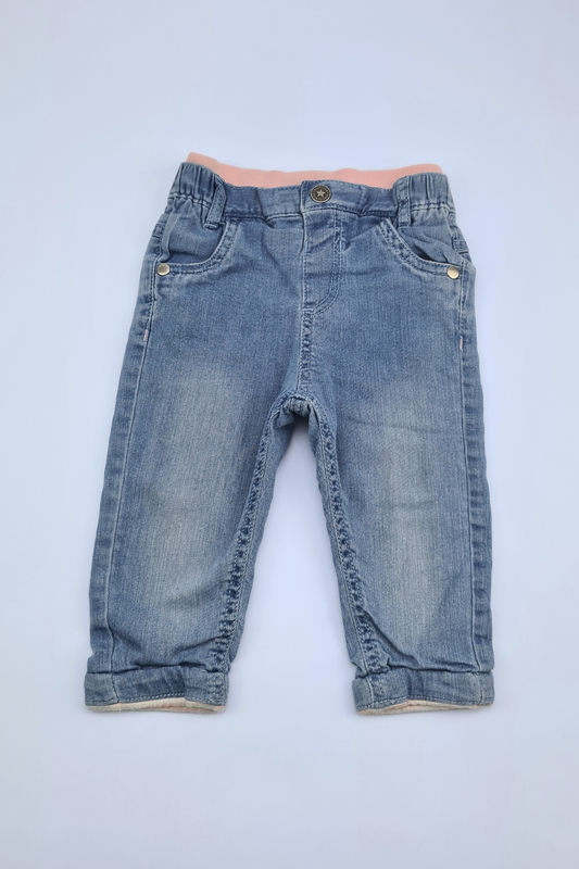 9-12 Months M&S Soft Lined Light Blue Jeans