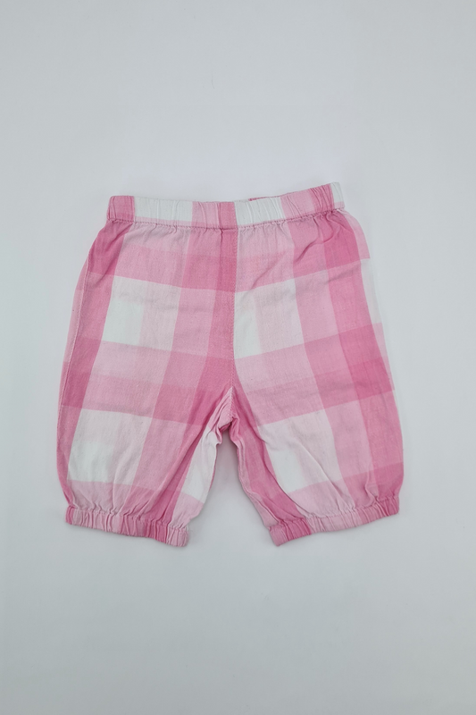 3-6m - 3/4 Checked Cotton Trousers