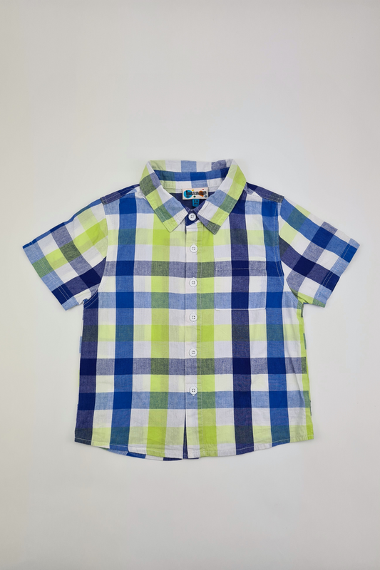 3-4y - Blue Plaid Shirt (Hullabaloo)