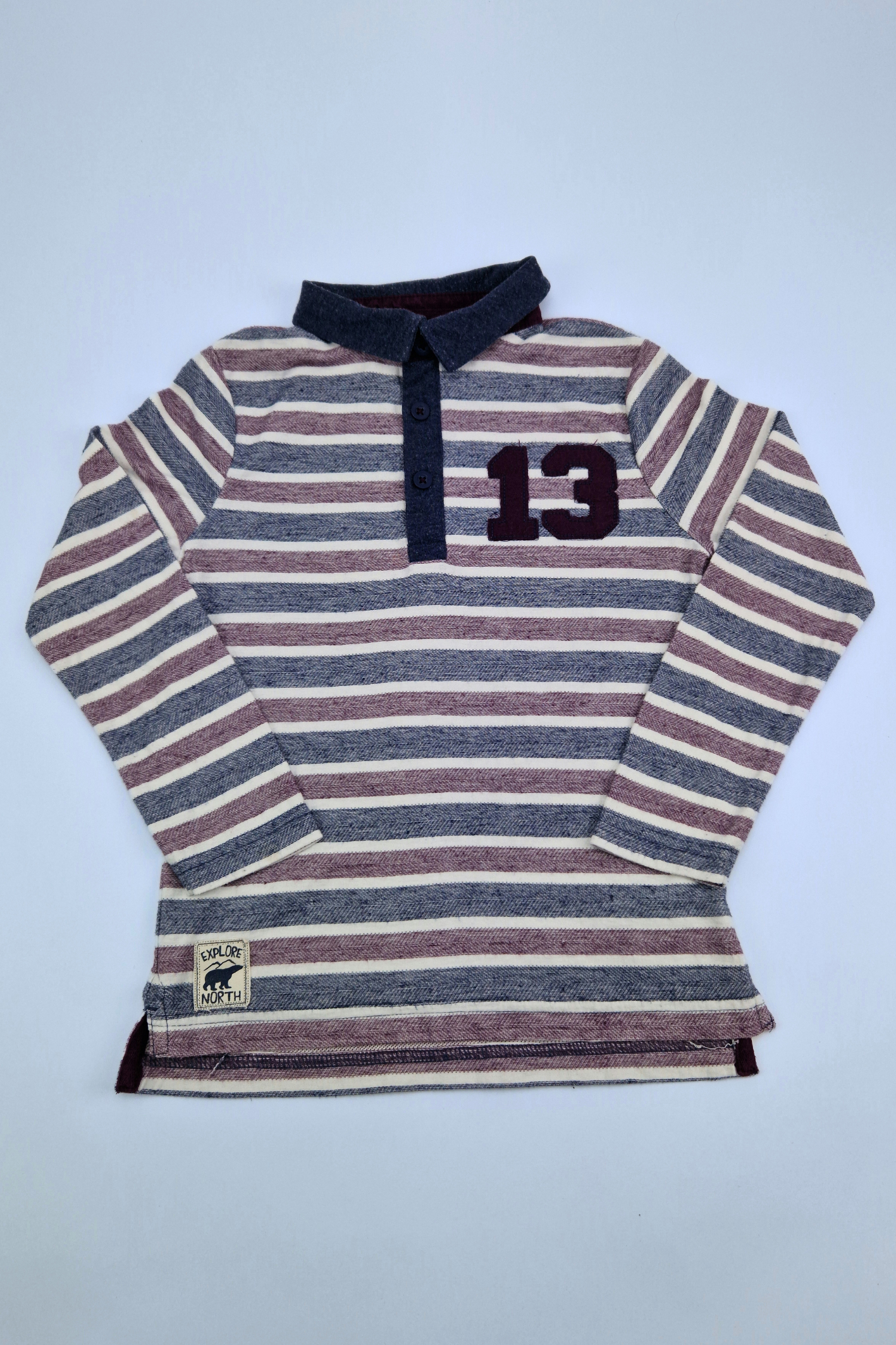 5-6y 'F&F' Striped Longsleeve Polo T-shirt 