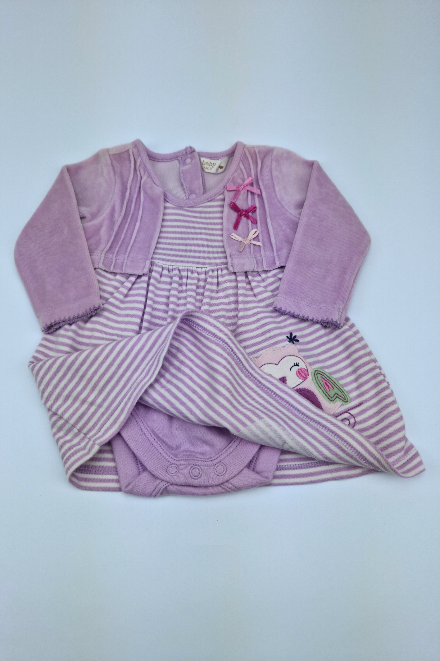 0-3m 'Too Tweet' Bird Applique Pink & White Striped Jersey Dress