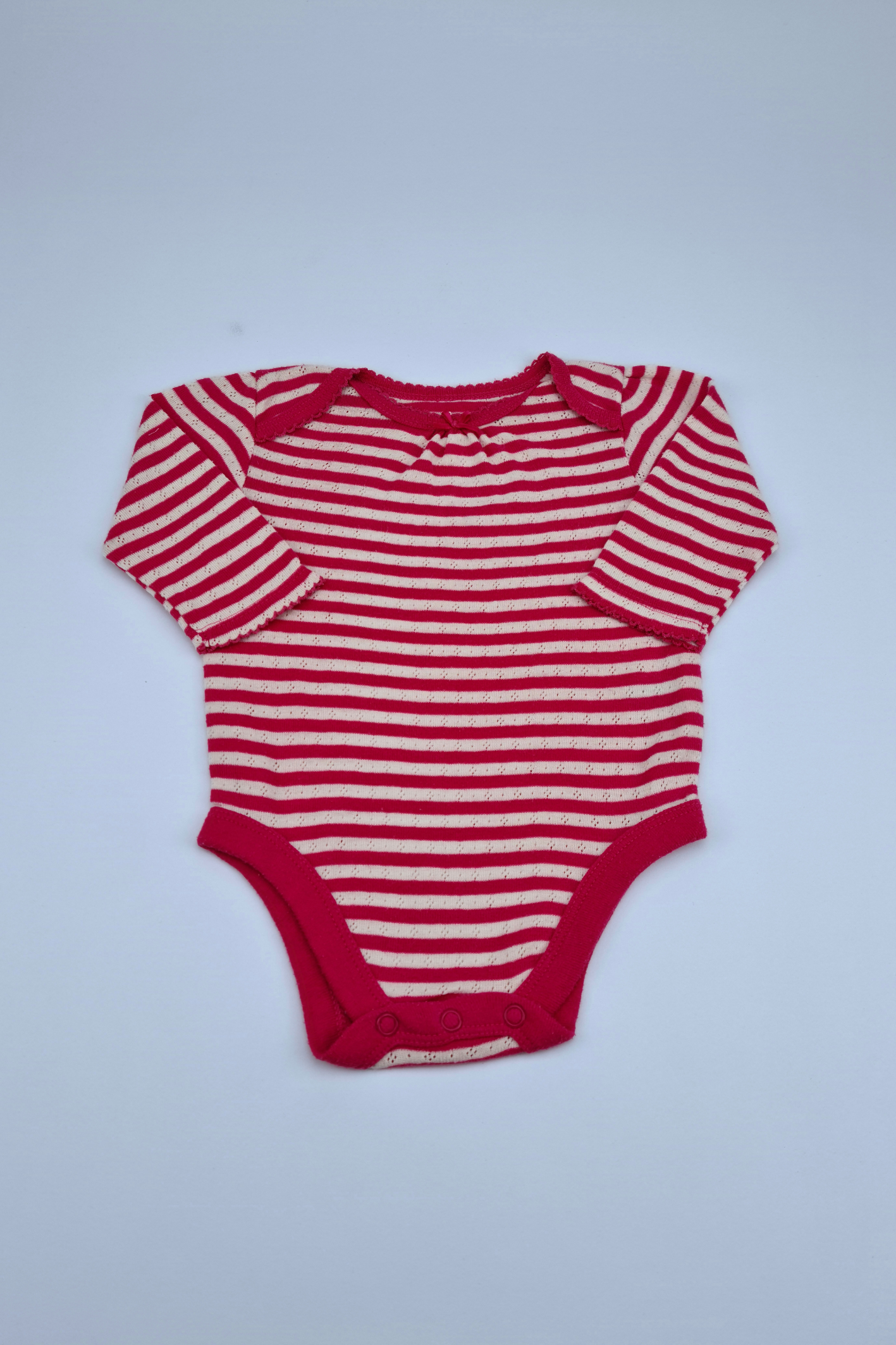 0-3m Red Striped Cotton Bodysuit