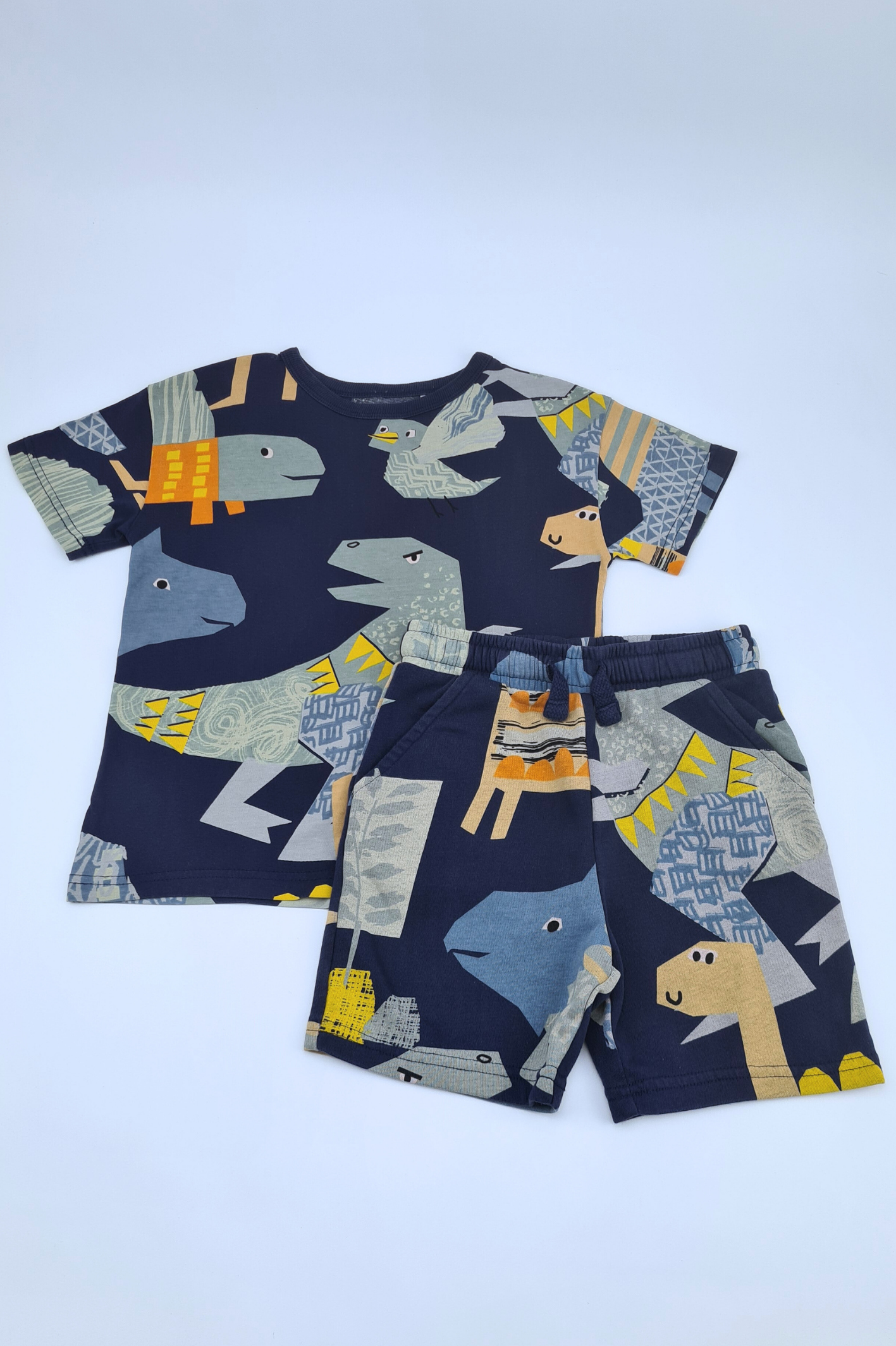 5-6y Dinosaur Patchwork T-Shirt and Shorts Outfit