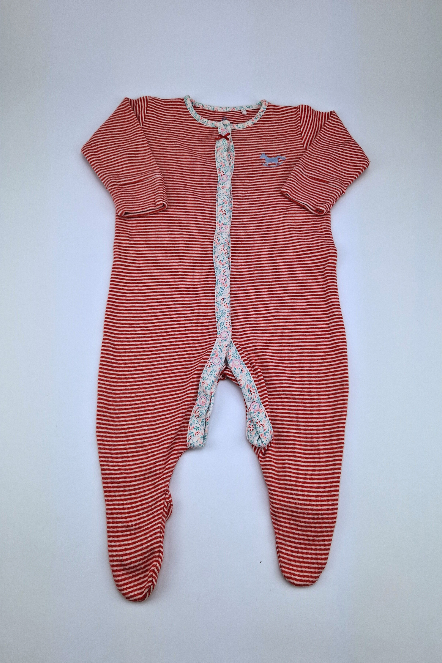 3-6m Red & White Striped BabyGrow