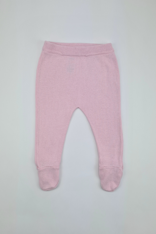 3-6m - Pink Knitted Leggings