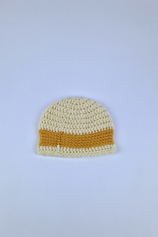 0-3m Crochet Fairy's Mustard Colour Block Beanie