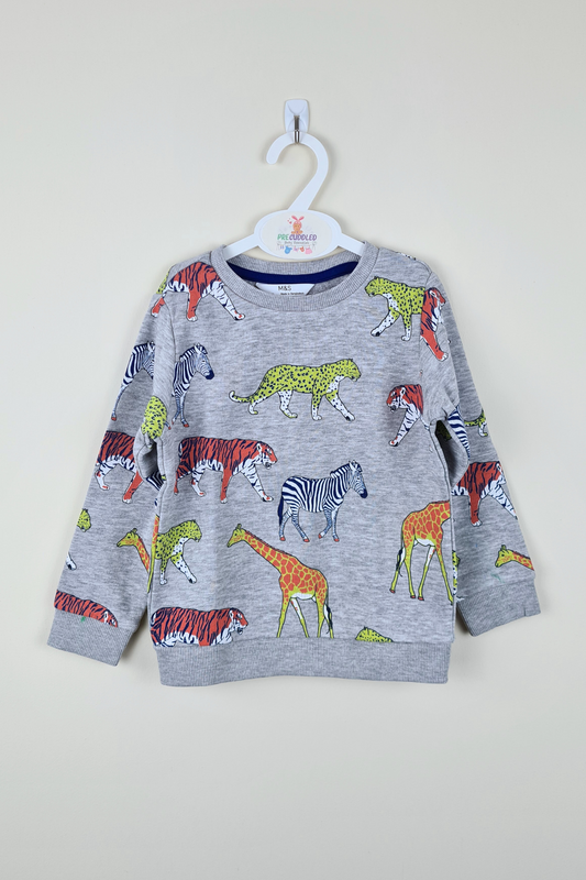 2-3y - Animal Safari Print Sweatshirt (M&S) *MessyDays*