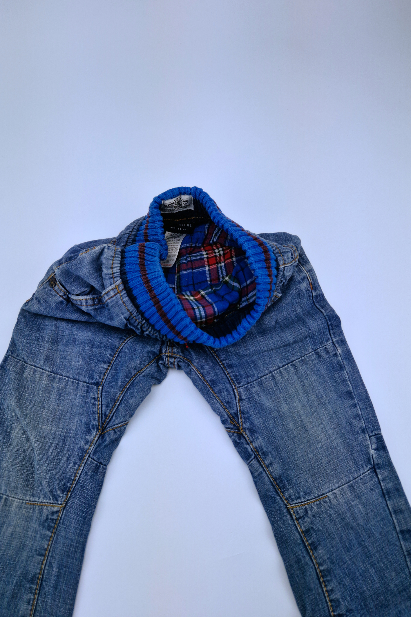 12-18m Next Mid Blue Lined Pull On Jeans