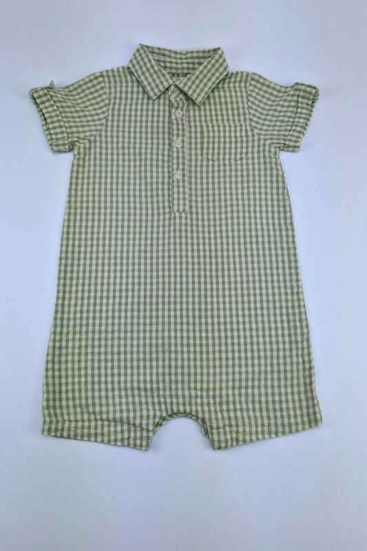 9-12m Plaid Cotton Romper