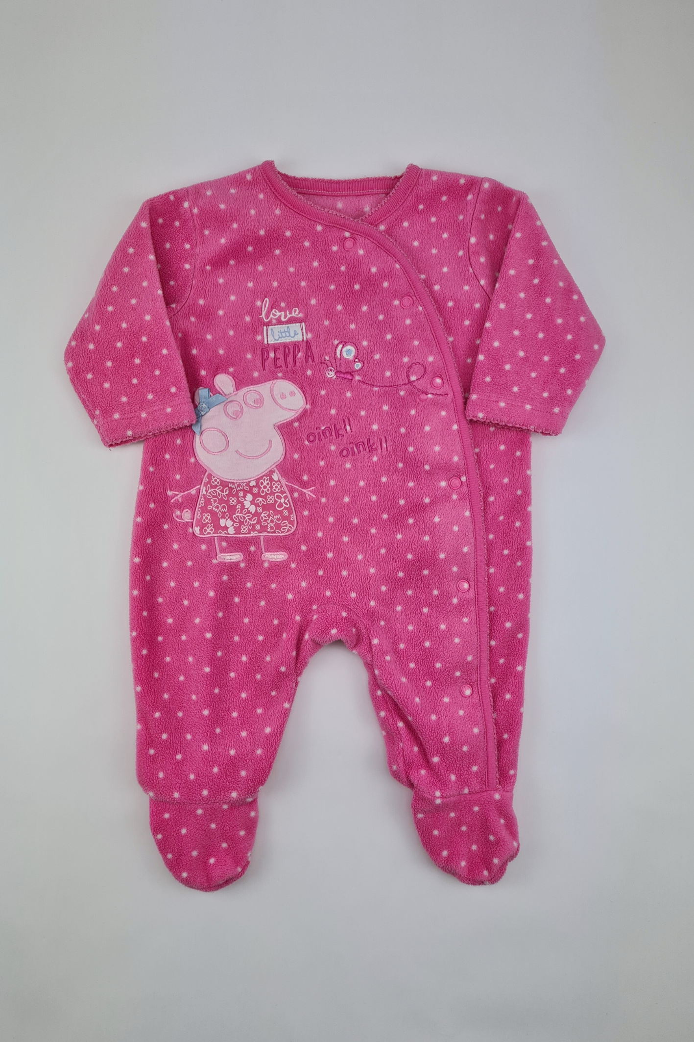 0-3m - 'Love Little Peppa' Pink Playsuit With Press Studs (George)