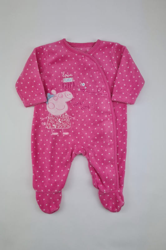 0-3m - 'Love Little Peppa' Pink Playsuit With Press Studs (George)