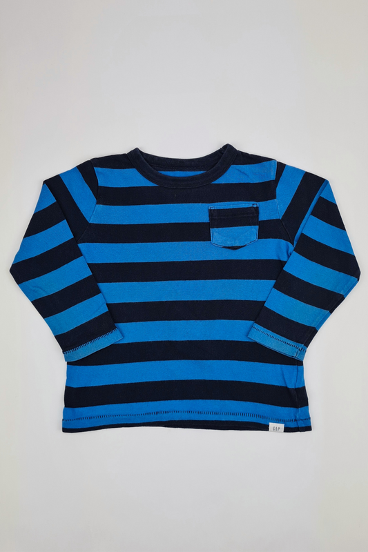 2-3y - Blue Stripe Long Sleeve T-shirt (Gap)