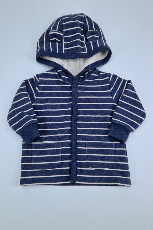 3-6m Next Navy & White Striped Button Up Cardigan