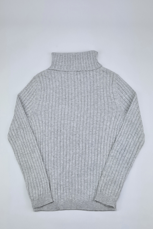 7-8y - Grey Roll Neck Cotton Pullover Jumper (George)