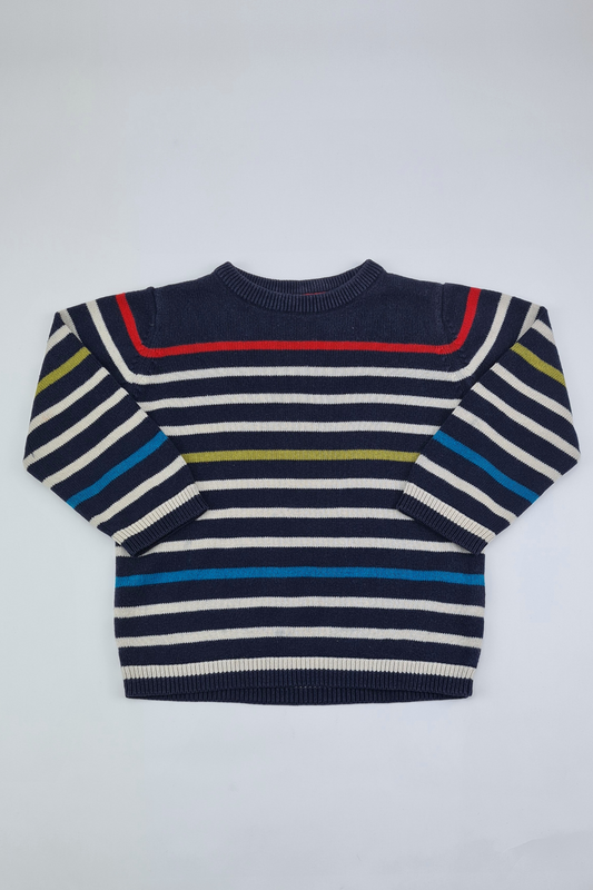18-24m - Multicoloured Round Neck Striped Cotton Pullover Jumper (Mothercare)