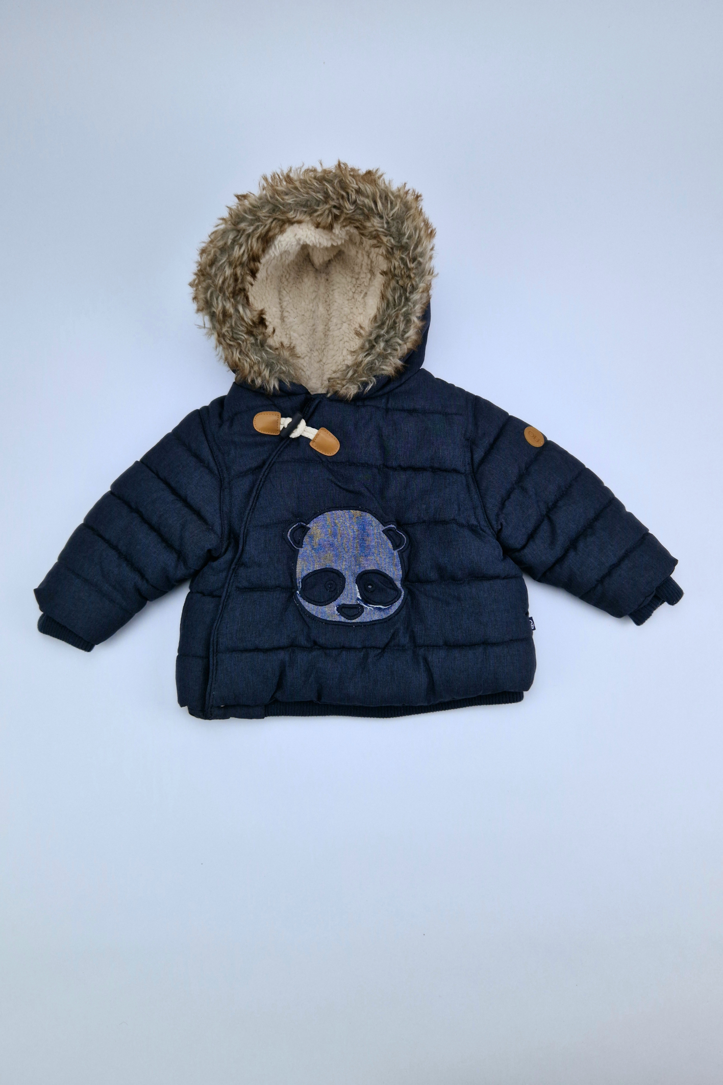 0-3m Blue Zip Up Hooded Down Jacket (Obaibi)