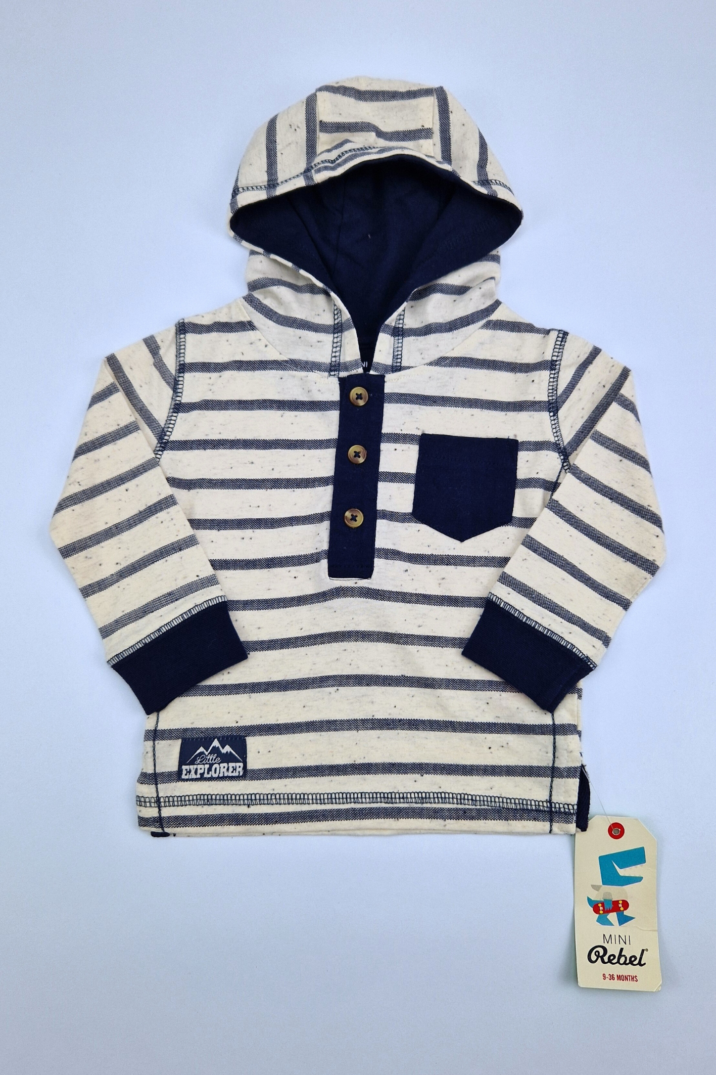 9-12m Little Explorer Striped Hoodie