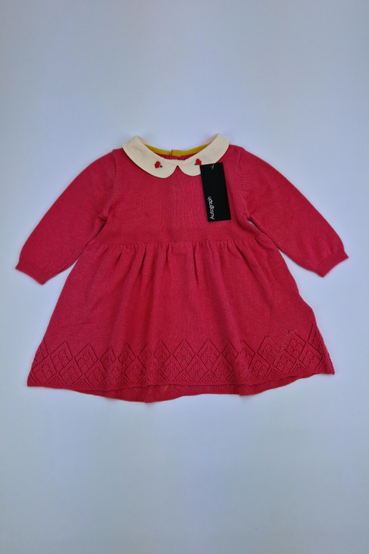 0-3m - Autograph Cotton Rich Red Occasion Dress (M&S)