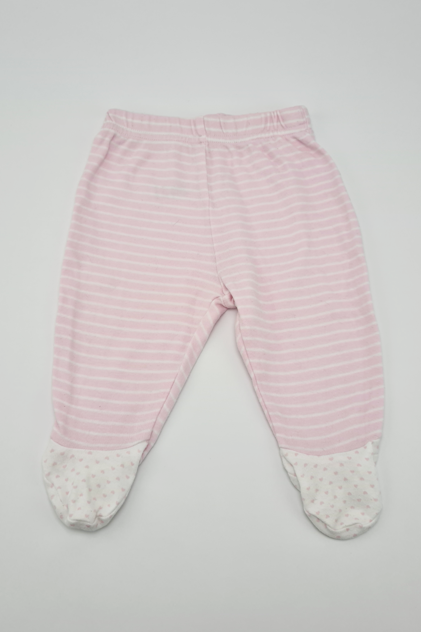 3-6m - Pink & White Footed Leggings (George).