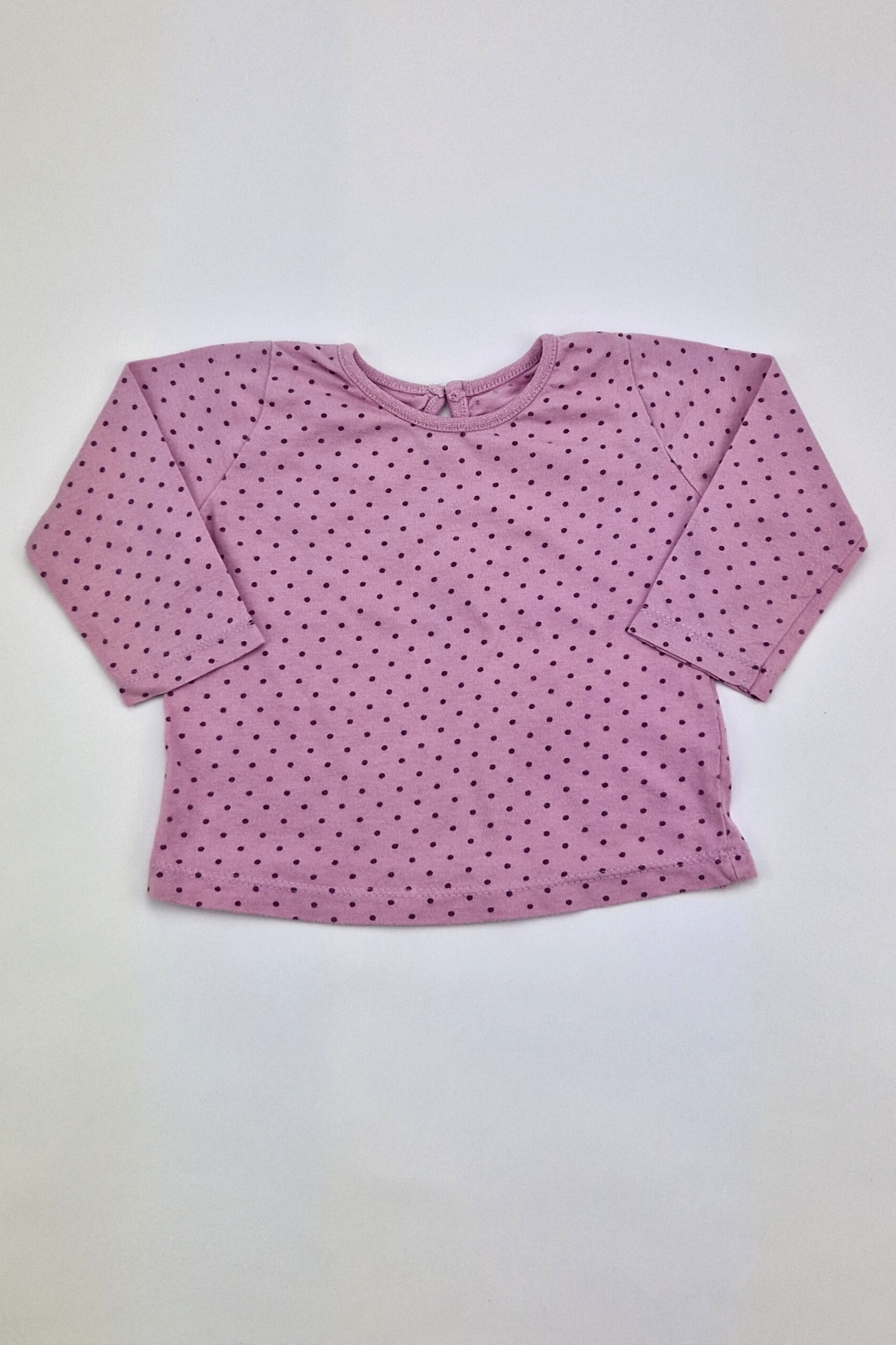 3-6m - T-shirt violet à pois 100% coton (Matalan)