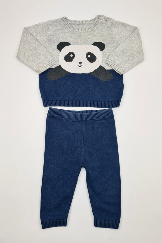 6–9 Monate – Outfit „Pandabär-Pullover und passende Strick-Leggings“ (M&amp;S)