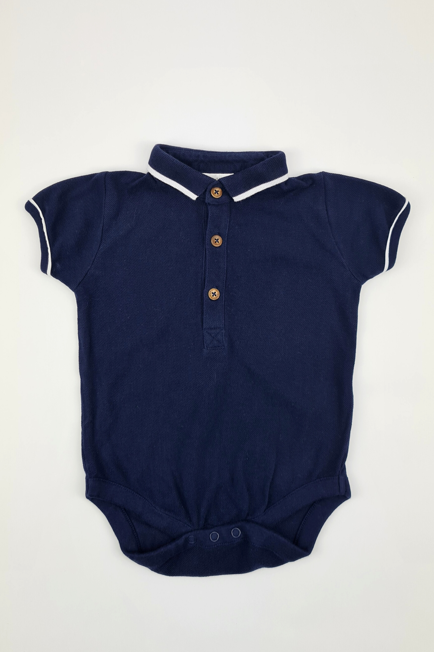 9–12 Monate – Marineblauer Poloshirt-Body (Nächster)