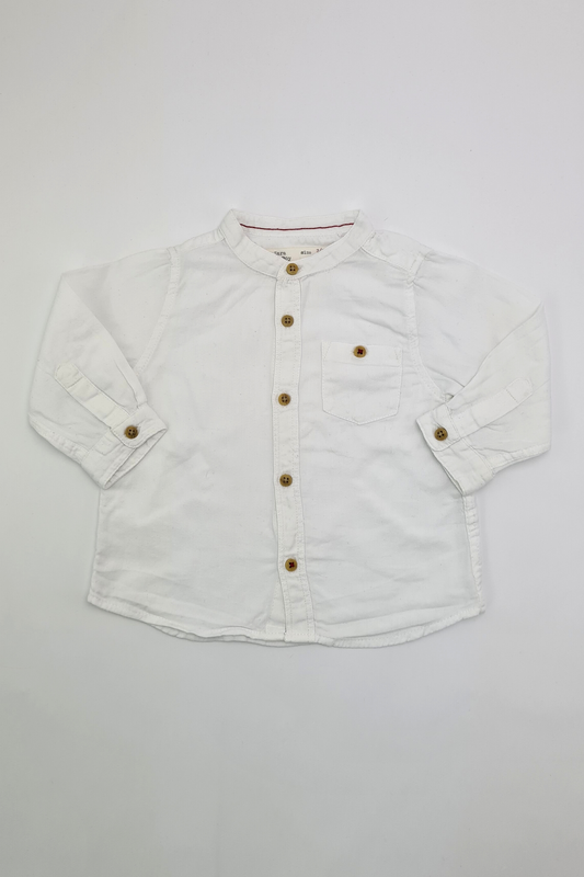 3-6 mois - Chemise boutonnée blanche à manches longues (Zara)