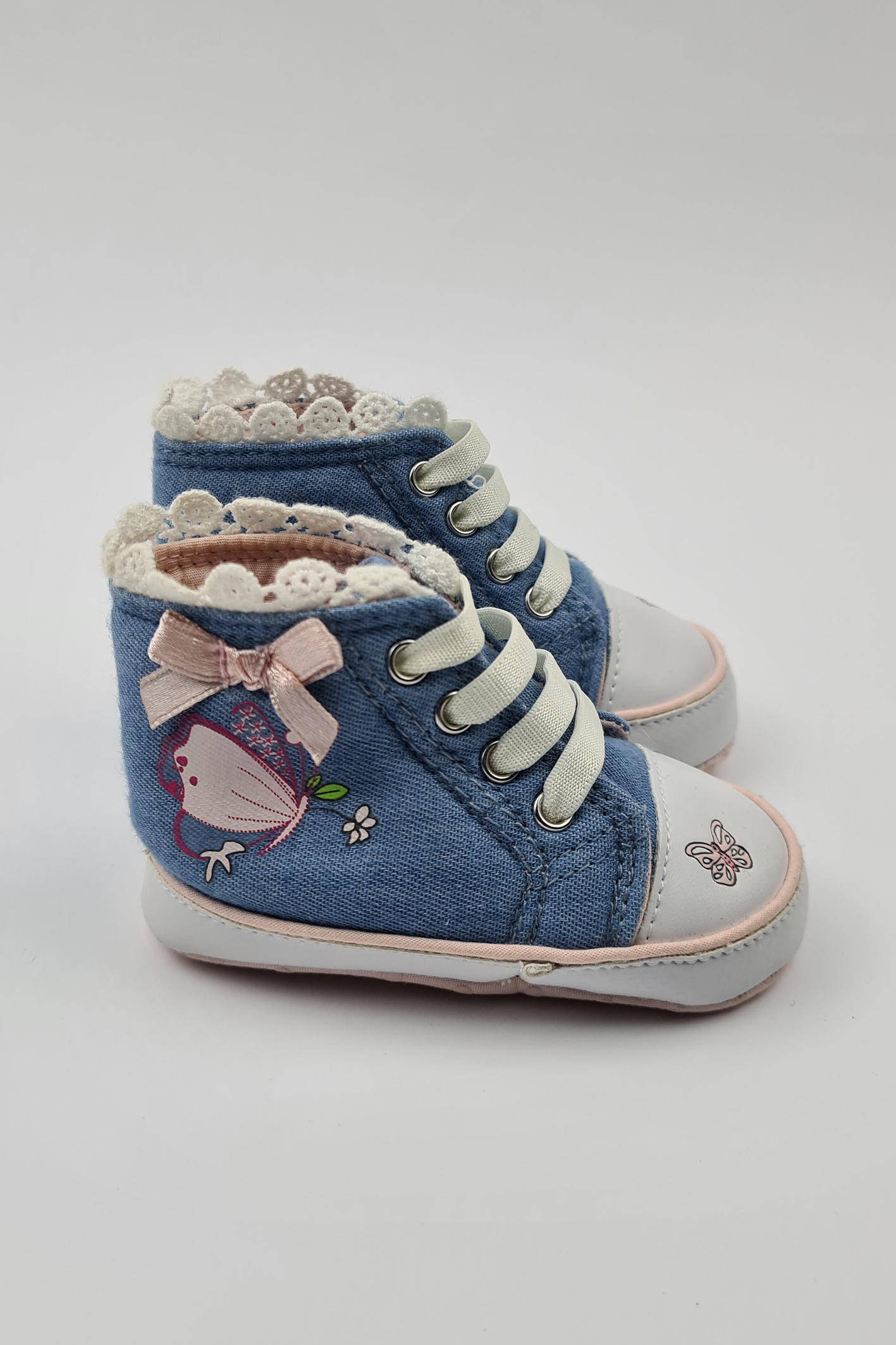 Size 0 Denim High Top Trainers Mothercare Precuddled