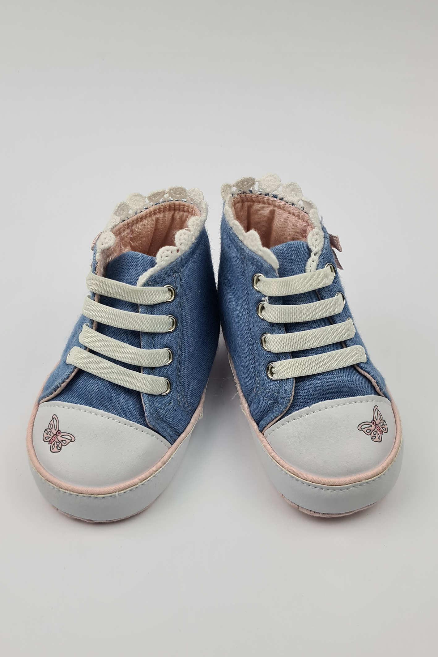 Size 0 - Denim High Top Trainers (Mothercare)