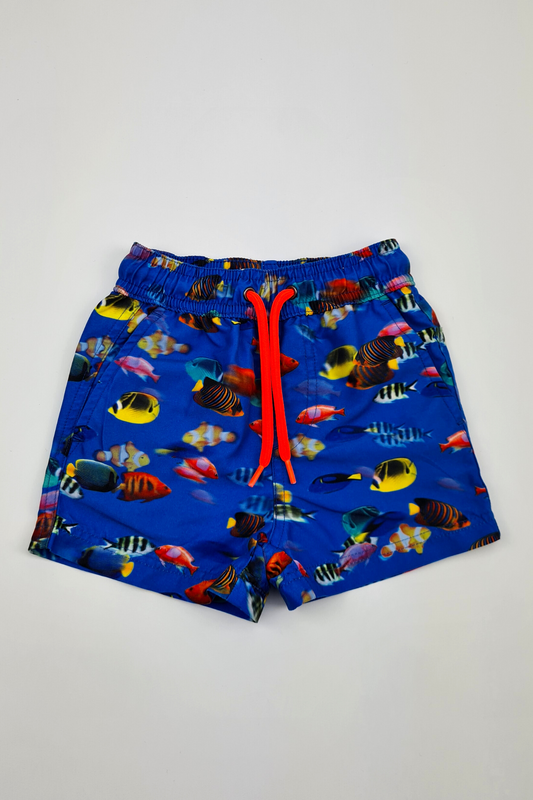 6-9m -Blue Fish Swim Shorts (Next)