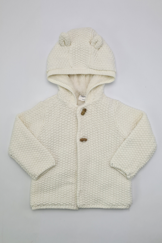 6-9m - White Fleece Lined Hooded Cardigan

(Fred & Flo)

Condition: Like New 