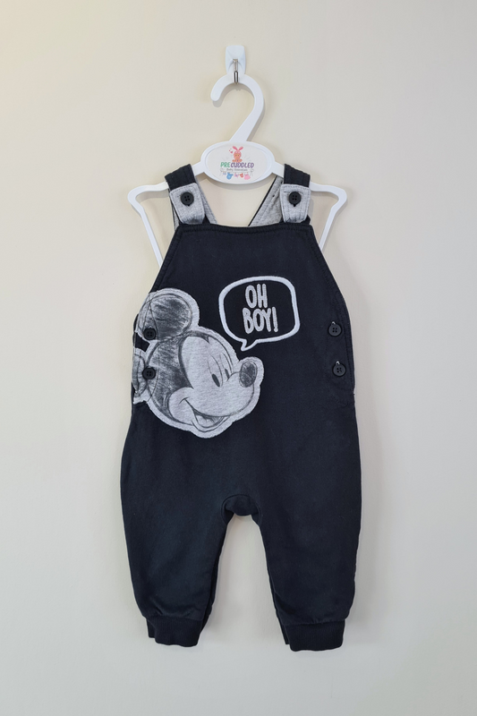 3-6m - 'Oh Boy!' Mickey Mouse Dungaree