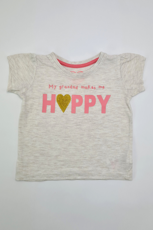 12–18 Monate – T-Shirt „Mein Großvater macht mich glücklich“.