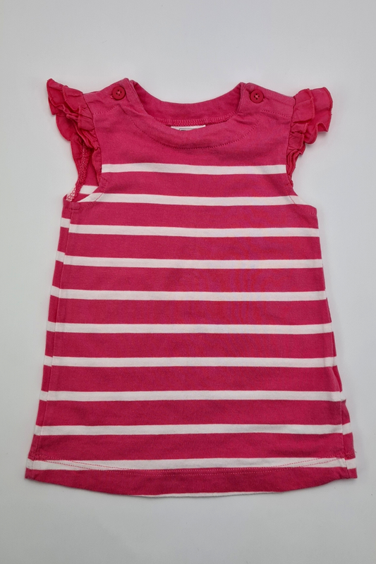 0-3m - 100% Cotton Pink & White Stripe Dress (F&F)