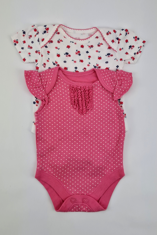 First Size (9lbs) - 100% Cotton Mixed Prints Short Sleeve Bodysuit Set (George)