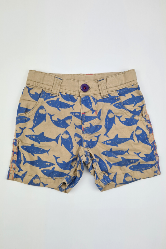 9-12m - Shark Print Shorts