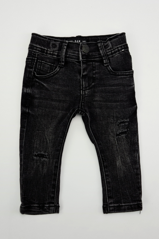 3-6m - Black Distressed Jeans (Denim & Co.)