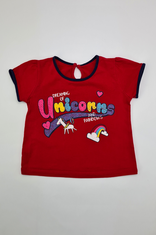 12-18 mois - T-shirt 'Rêver de licornes et d'arcs-en-ciel' (Matalan)