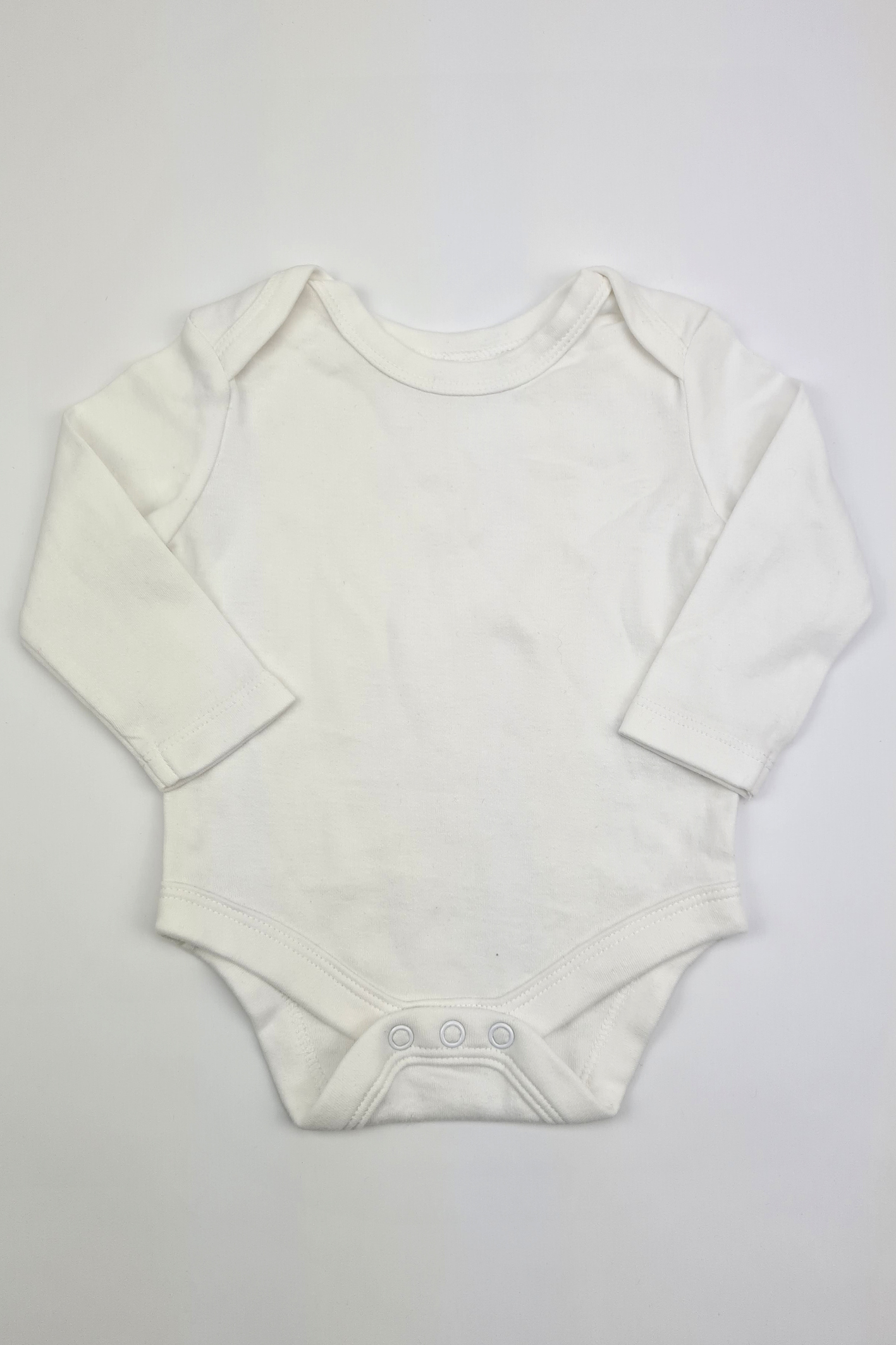 0-3m - 100% Cotton Long Sleeve White Bodysuit (Scottish Baby Box)