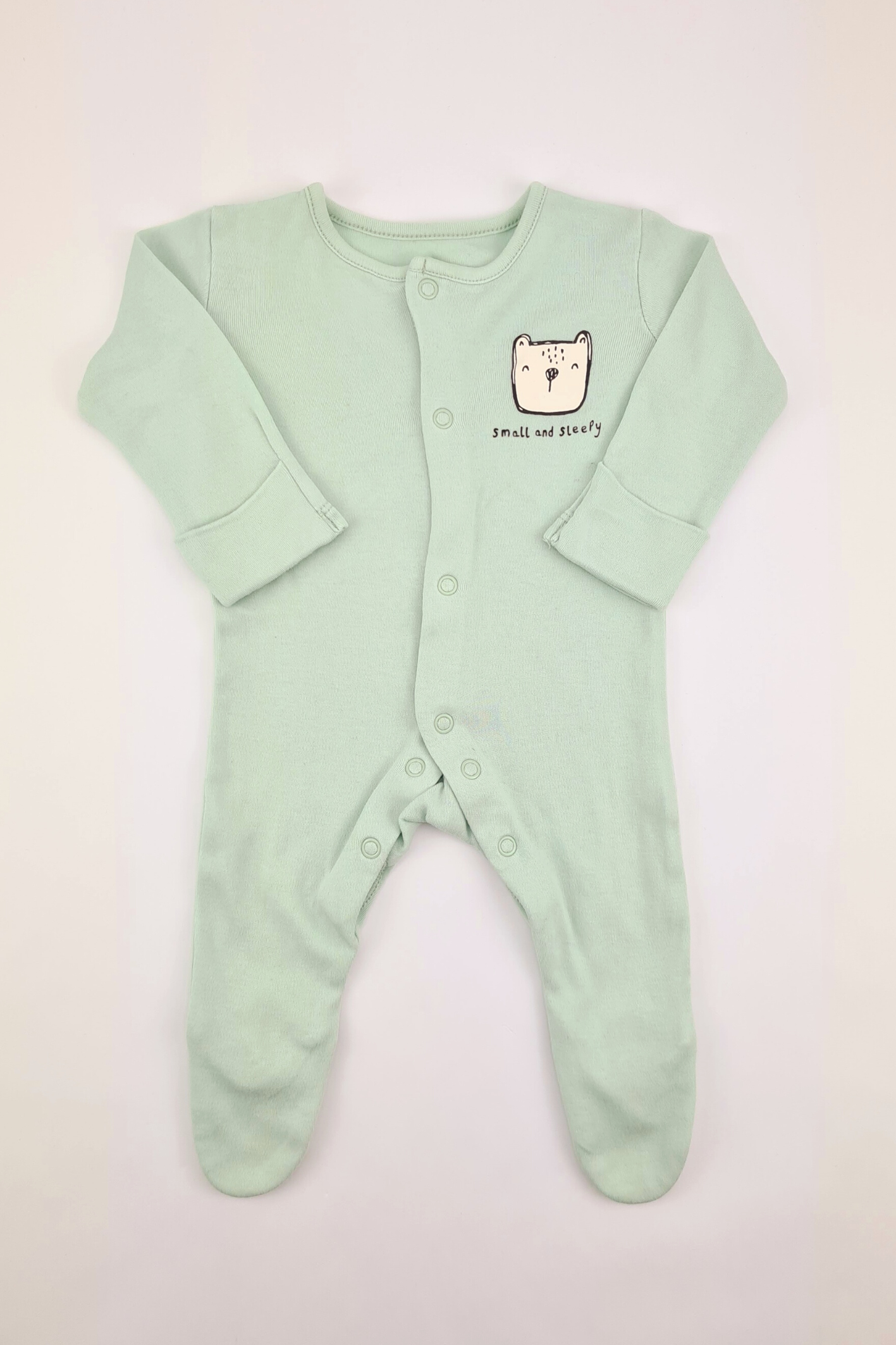 Newborn - 9lbs 'Small And Sleepy' Bear Sleepsuit (George)