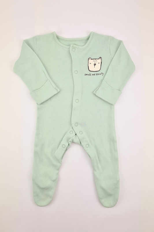 Newborn - 9lbs 'Small And Sleepy' Bear Sleepsuit (George)