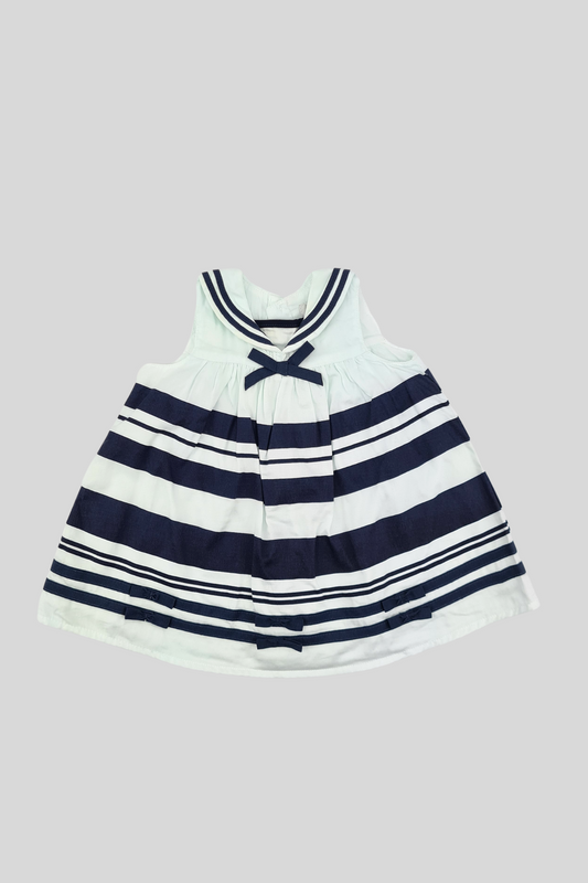 Newborn - Navy Striped Short Sleeve Dress (Mamas& Papas)