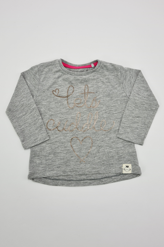 0-3m - Grey 'Lets Cuddle' T-shirt