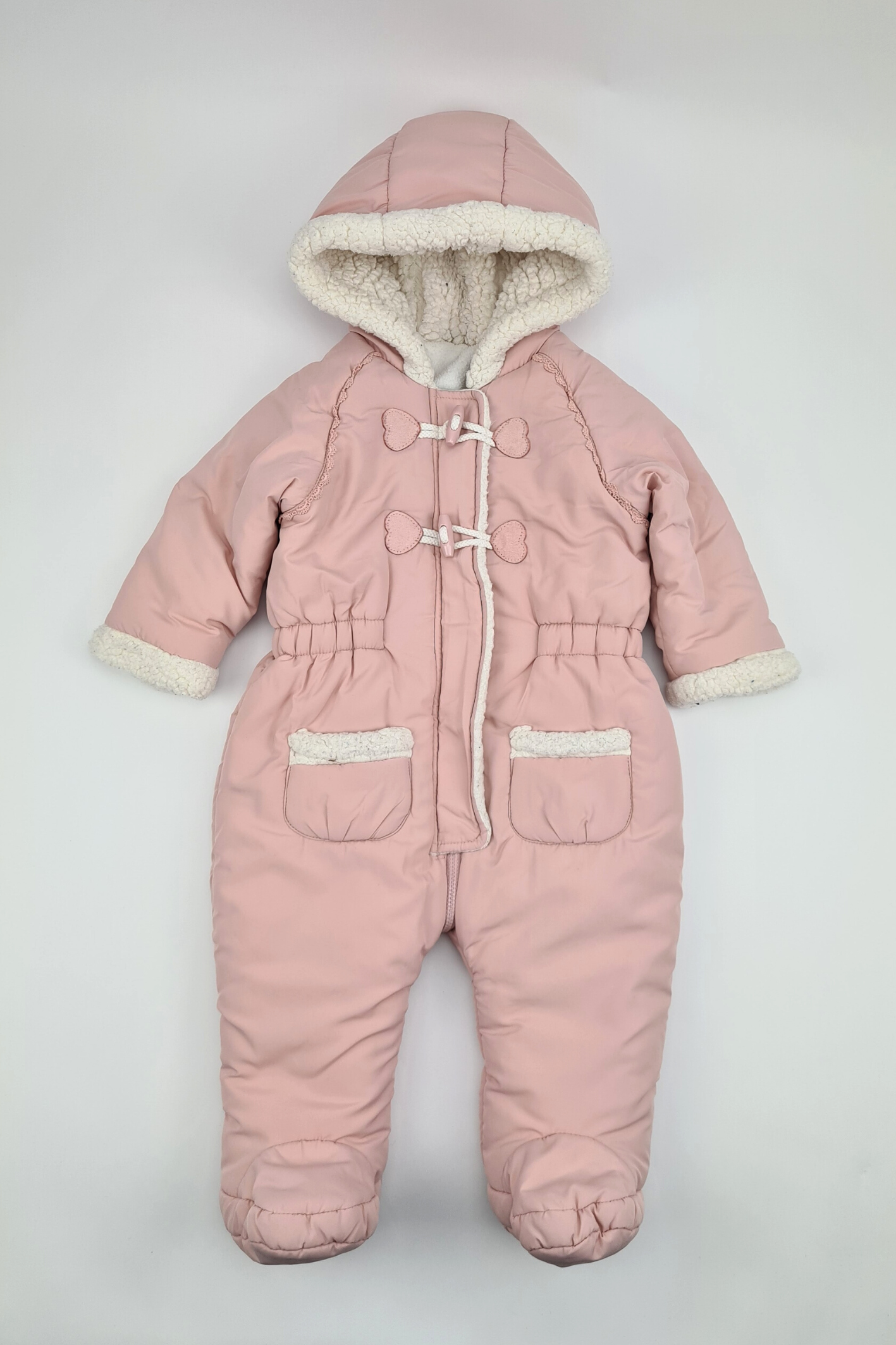 6-9m - Pink Hooded Snowsuit (Matalan)