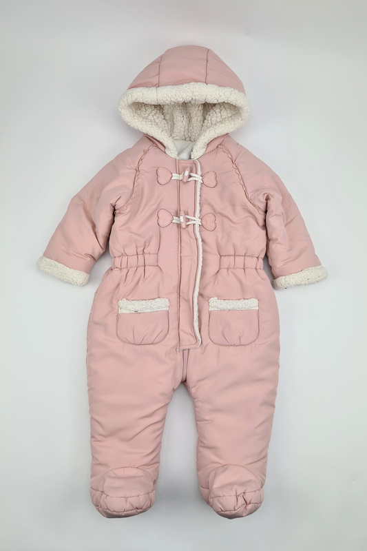6-9m - Pink Hooded Snowsuit (Matalan)